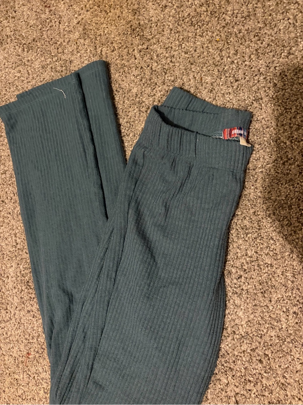Flare Green Ribbed Leggings